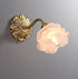 Frosted Layered Glass Flower Wall Light with Brushed Brass Carved Flower Lamp Fixture - Bulb Included