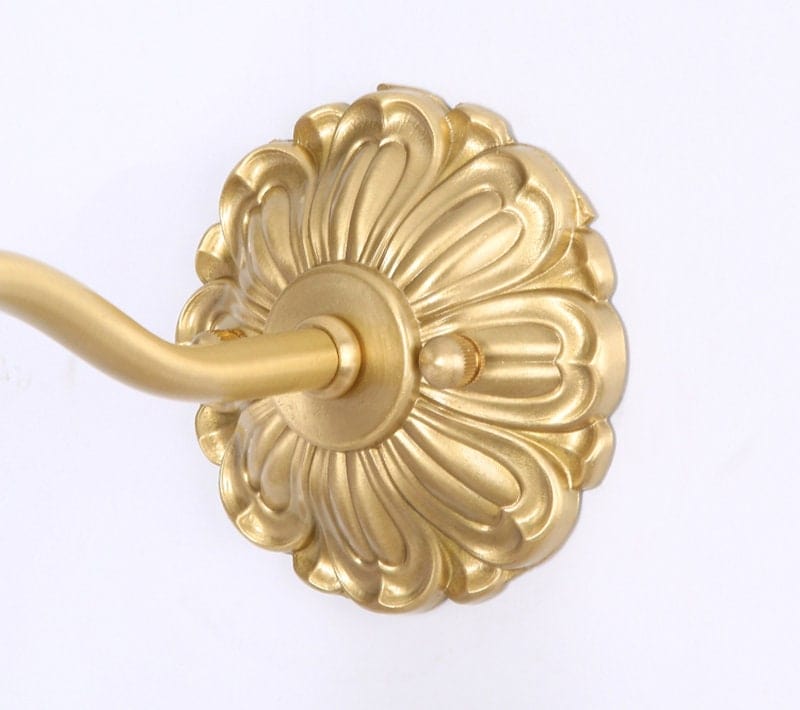 Seeded Glass Lotus Flower Wall Light with Brushed Brass Carved Flower Lamp Fixture - Bulb Included