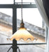 White Opaline Glass Flower Pendant LED Light with Brushed Brass Lamp Holder in Vintage Style - Bulb Included