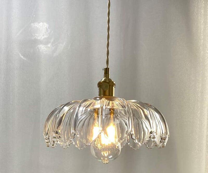 Glass Lotus Flower Pendant LED Light in Vintage Style - Bulb Included Vintage Style - Bulb Included