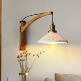 Ceramic LED Wall Lamp with Wood Lamp Hanger in Scandinavian Style