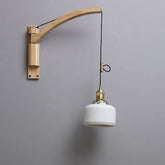 Ceramic LED Wall Lamp with Wood Lamp Hanger in Scandinavian Style