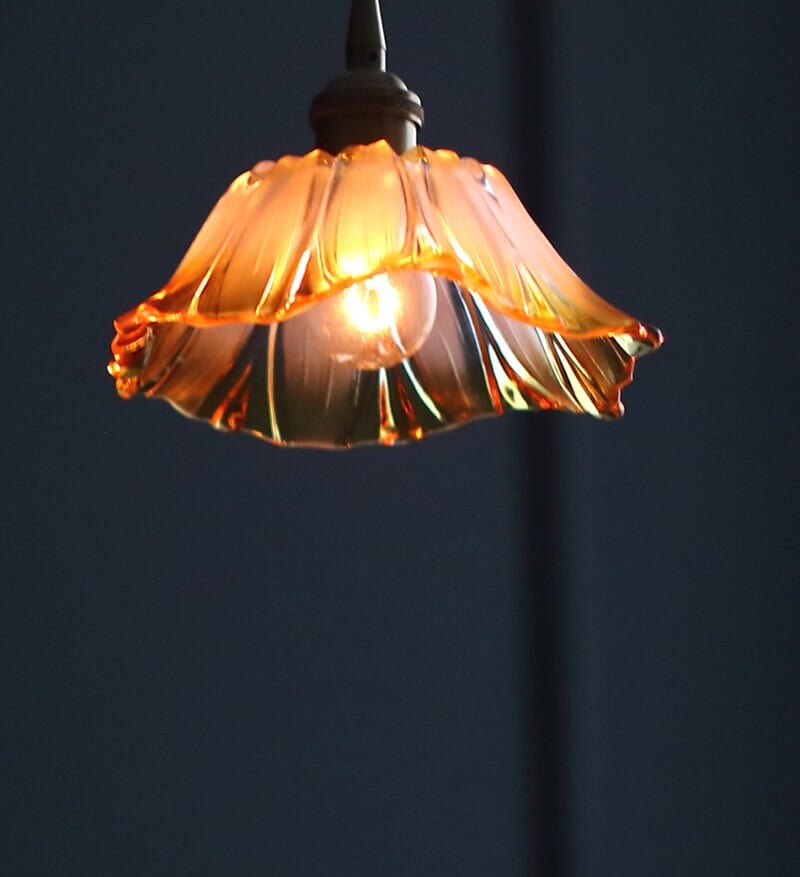 Handmade Orange Gradient Glass Flower Pendant LED Light in Vintage Style - Bulb Included