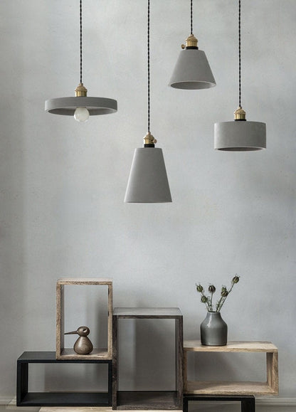 Handmade Artisanal Cement Pendant LED Light in Nordic Style - Bulb Included