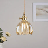 Petite Glass Flower Pendant LED Light in Vintage Style - Bulb Included