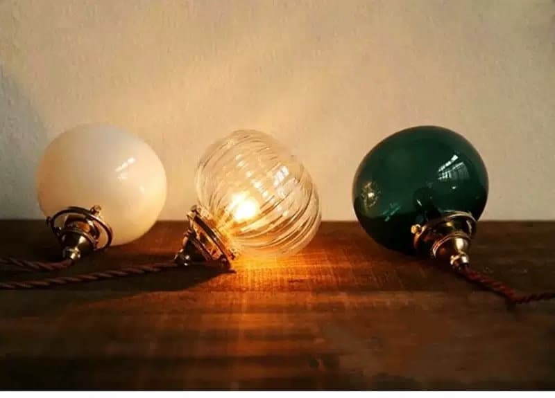 Handmade Blue Glass Ball Pendant LED Light in Vintage Style - Bulb Included