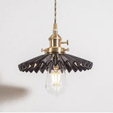 Glazed Ceramic Pendant LED Light in Pleated Tutu Shape - Bulb Included