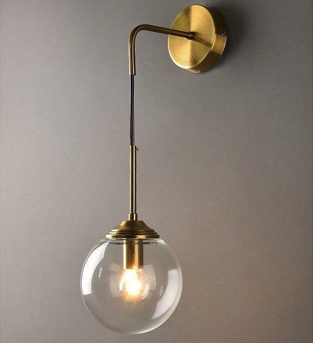 Shiny LED Globe Wall Light in Industrial Loft Style - Dangling