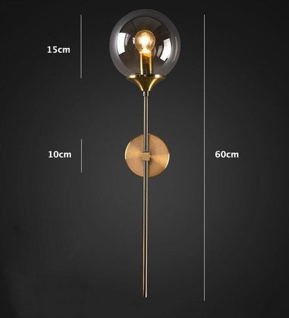 Shiny LED Globe Wall Light in Industrial Loft Style - Upright