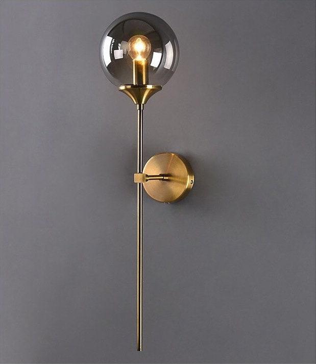 Shiny LED Globe Wall Light in Industrial Loft Style - Upright