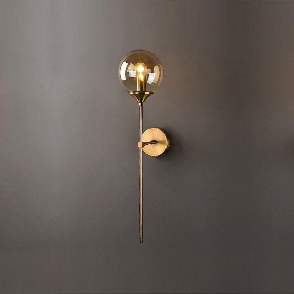 Shiny LED Globe Wall Light in Industrial Loft Style - Upright