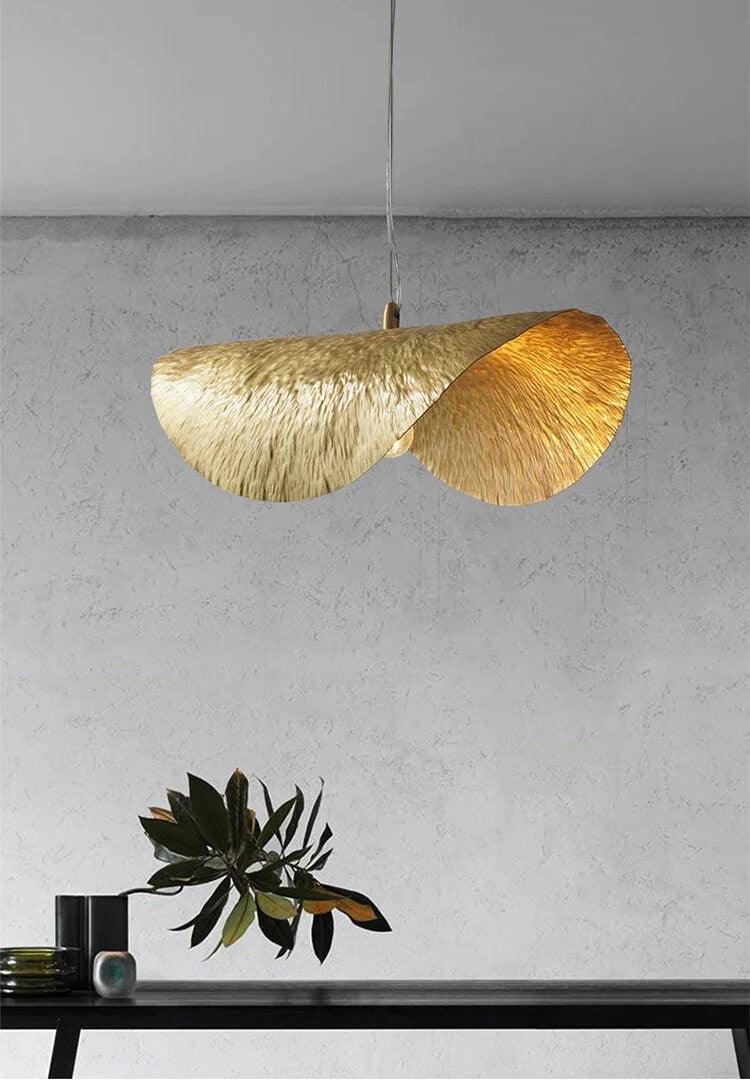 Golden Banana Leaf LED Chandelier in Art Deco Style - Bulb Included