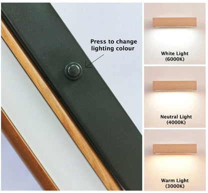 Nordic Ash Wood Rotatable Bedside LED Wall Lamp