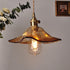 Tea Coloured Glass Pendant LED Light with Handkerchief Lampshade in Vintage Style - Bulb Included