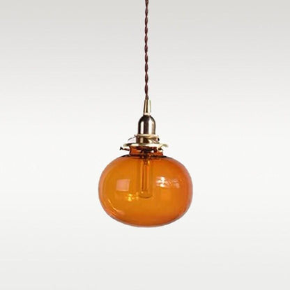 Handmade Glass Ball Pendant LED Light in Vintage Style - Bulb Included