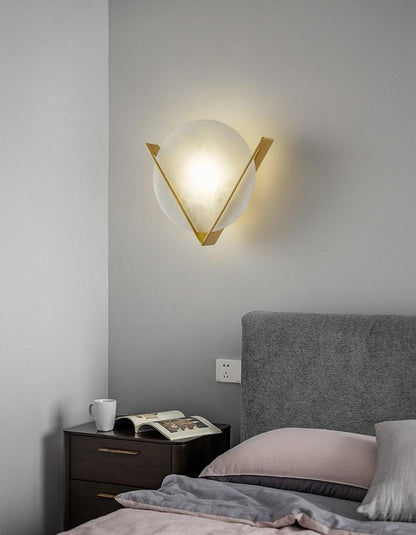 Classy Marble LED Wall Light with V-shaped Golden Frame