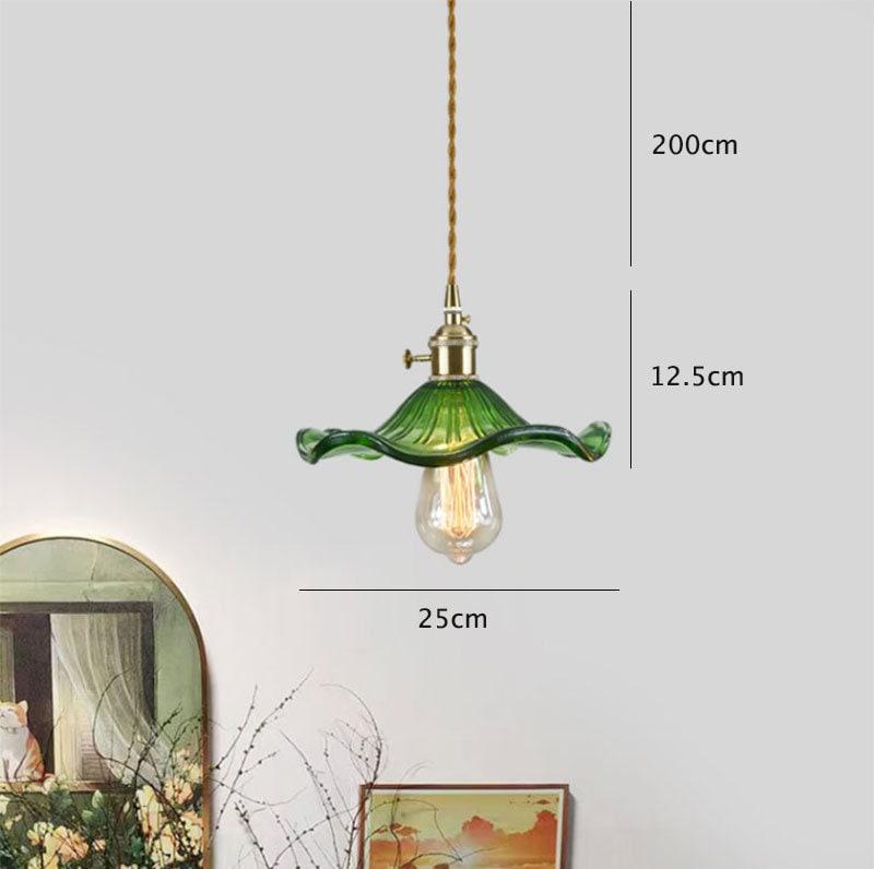 Glass Hibiscus Flower Pendant LED Light in Vintage Style - Bulb Included