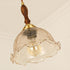 Cracked Tea Glass Pendant LED Light with Wooden Handle in Vintage Style - Bulb Included