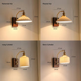 Ceramic LED Wall Lamp with Black Walnut Wood Lamp Fixture in Vintage Style