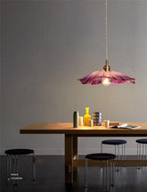 Violet Glass Sunflower Pendant LED Light in Vintage Style - Bulb Included