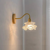 Layered Glass Flower Wall Light with Wood Lamp Fixture - Bulb Included