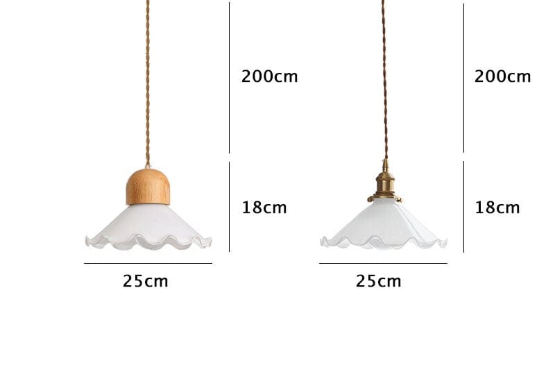 White Opaline Glass Flower Pendant LED Light with Brushed Brass Lamp Holder in Vintage Style - Bulb Included