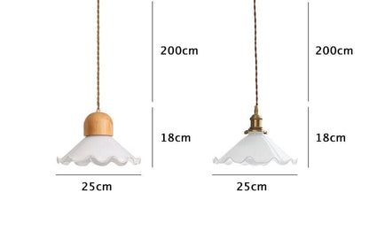 White Opaline Glass Flower Pendant LED Light with Brushed Brass Lamp Holder in Vintage Style - Bulb Included