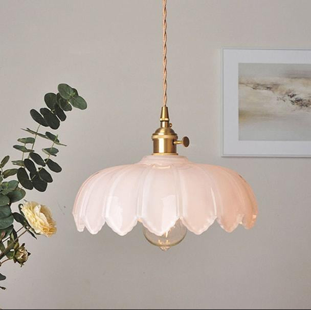 Glass Lotus Flower Pendant LED Light in Vintage Style - Bulb Included Vintage Style - Bulb Included