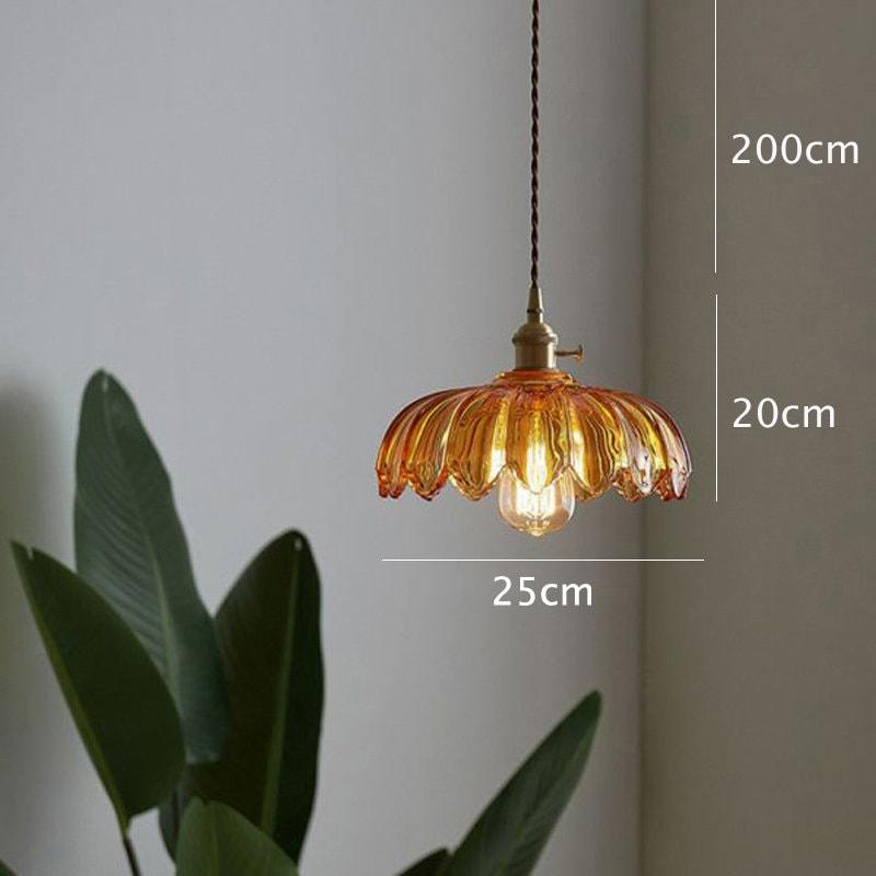 Glass Lotus Flower Pendant LED Light in Vintage Style - Bulb Included Vintage Style - Bulb Included