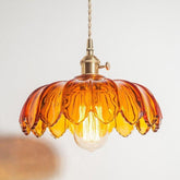 Glass Lotus Flower Pendant LED Light in Vintage Style - Bulb Included Vintage Style - Bulb Included