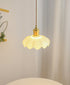 White Opaline Glass Lotus Flower Pendant LED Light with Brushed Brass Lamp Holder in Vintage Style - Bulb Included