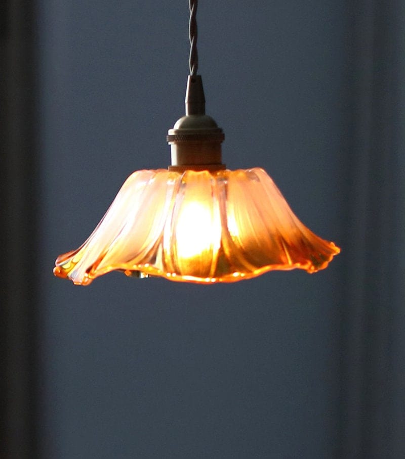 Handmade Orange Gradient Glass Flower Pendant LED Light in Vintage Style - Bulb Included