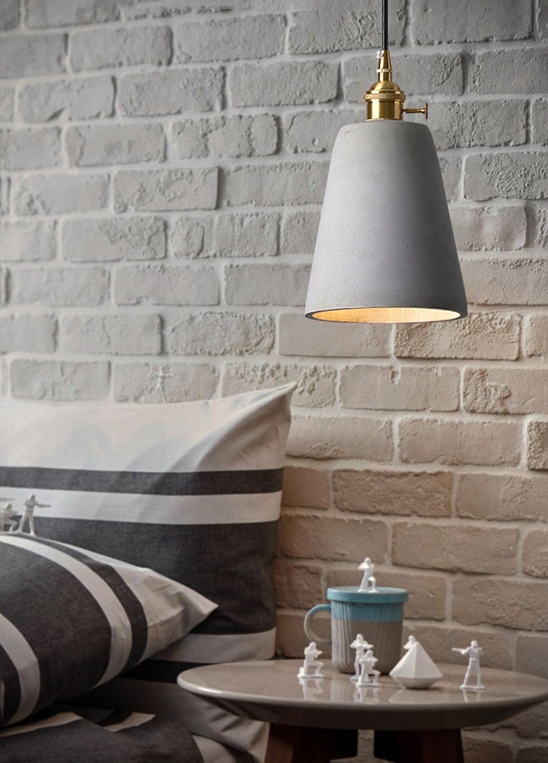 Handmade Artisanal Cement Pendant LED Light in Nordic Style - Bulb Included