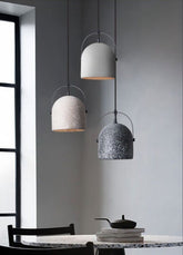 Handmade Cement Bucket Pendant LED Light in Nordic Style - Bulb Included