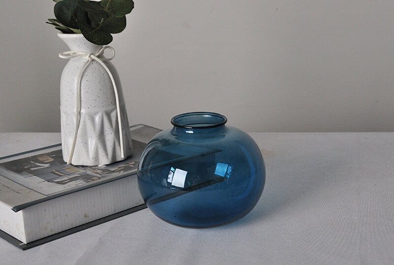 Handmade Blue Glass Ball Pendant LED Light in Vintage Style - Bulb Included