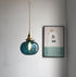 Handmade Blue Glass Ball Pendant LED Light in Vintage Style - Bulb Included