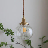 Handmade Clear Glass Ball Pendant LED Light in Vintage Style - Bulb Included