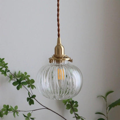 Handmade Clear Glass Ball Pendant LED Light in Vintage Style - Bulb Included