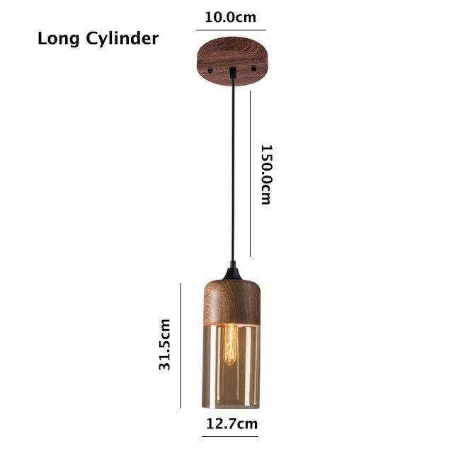 Nordic Woody Metal Pendant LED Light with Tea Colored Glass Shade - Bulb Included