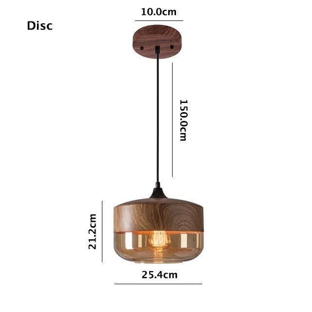 Nordic Woody Metal Pendant LED Light with Tea Colored Glass Shade - Bulb Included