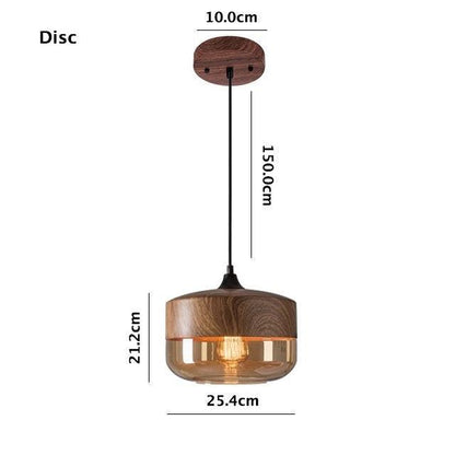 Nordic Woody Metal Pendant LED Light with Tea Colored Glass Shade - Bulb Included