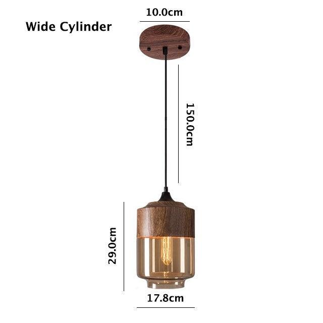 Nordic Woody Metal Pendant LED Light with Tea Colored Glass Shade - Bulb Included